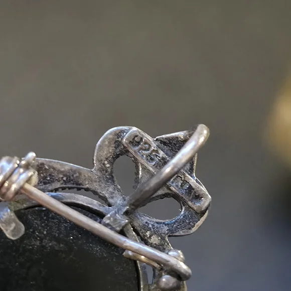 Vintage Cameo Onyx And Mother Of Pearl 925 Thai W Brooch And Pendant - Picture 3 of 5